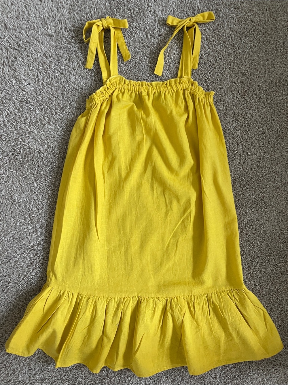 Yellow Tie-Strap Mini Dress with Ruffle Hem